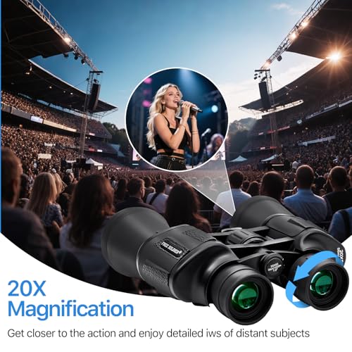 FREE SOLDIER 20x50 High Powered Binoculars for Adults, Black | With Bak4 Prism Fmc Lens, Lightweight, Portable, Waterproof, Fog-Proof, For Bird Watching, Hunting, Hiking, Concerts, Travel - color: Black