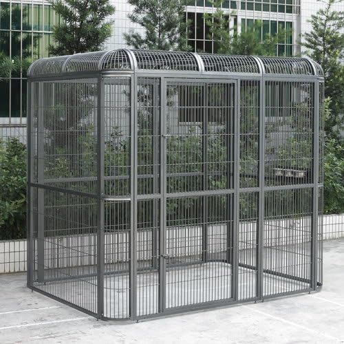 SENY Heavy Duty Large Walk-in Bird Aviary Cage, 79H x 86W x 62D inches, for Parrots, Macaws, Cockatoos, Reptiles, Dogs, Birds Flight Cage. (Silver Black, Wire Size: 0.20") - color: Silver Black, size: Wire Size: 0.20"