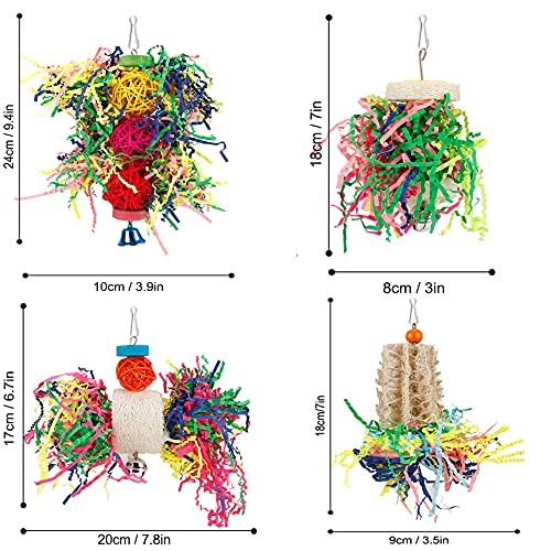 Bird Shredding Foraging Toys Parakeet Toy Chewing Hanging Toy Shredded Paper Bird Cage Accessories Bird Rope Perch for Conure Cockatiel Budgies Lovebird Parrotlet - color: Without Rope Perch
