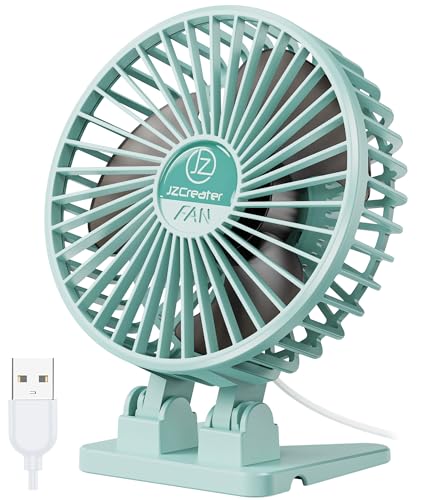 JZCreater USB Desk Fan, Mini Fan Portable, 3 Speeds Desktop Table Cooling Fan, Plug in Power Fan, Rotation Strong Wind, Quiet Personal Small Fan for Home Desktop Office Travel Bedroom, Apple Green - color: Apple Green
