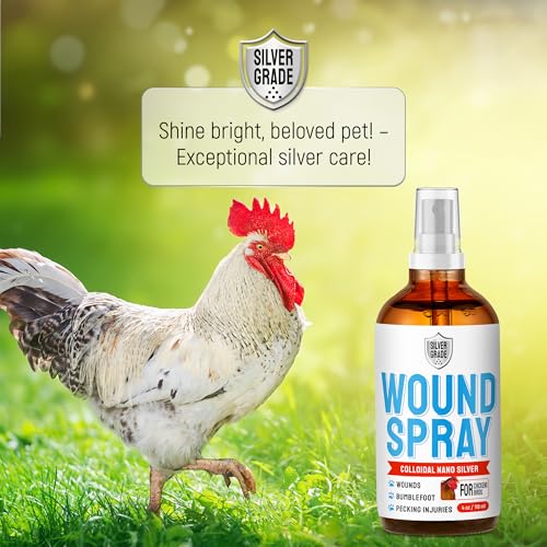 Wound Spray for Chicken – Birds & Chicken Antibiotics Alternative to Help with Pecking Sores, Bumblefoot, Cuts – Poultry Spray with Silver – GMOs Free – 4-Oz Bottle