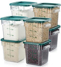 8-Pack 4 Qt NSF Clear Polycarbonate Food Storage Containers with Green Lids - Square, Commercial-Grade, Freezer & Dishwasher Safe, Stackable - color: 4.0 Qt 8-Pack(Green Lids)