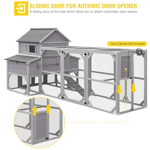 Aivituvin Extra Large Chicken Coop 137" L Hen House Duck Cage for 10-15 Chickens with Spacious Run, 6 Nesting Box, 6 Raised Perches (Grey, AIR46) - size: AIR46