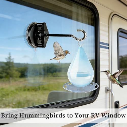 3 Pcs Window Bird Feeder Hanger Hook - Window Suction Cup with Hanger, Strong Suction Window-Mounted Hummingbird Feeder Bracket for Bird Feeders, Wind Chimes & Plants (Bird Feeder Not Included)