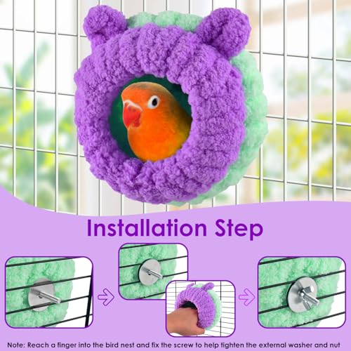 KATUMO Bird Nest, Conure Breeding Bed Parrotlet Snuggle Bed Lovebird Nest for Conure, Lovebird, Canary, Finch, Hamster (Less Than 5 inches Long) - size: S (Lilac)