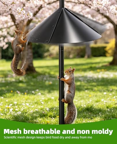 Bird Feeder Pole - 92 Inch Heavy Duty Birdhouse Stand with Squirrel Proof Baffle for Outdoor, Adjustable Bird Feeding Station with Multi Shepherds Hooks Mental Trays for Garden Attracting Wild Birds - color: Black 9-Claw Base