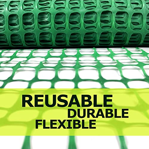 Ashman Plastic Mesh Fence, 4'x50' Feet, 1 Roll, Green, Construction Barrier Netting, Garden Fencing, Fences Wrap, Above Ground, for Snow, Poultry, Chicken, Deer, Patio, Garden Netting, Green 50FT. - color: Green, size: 50 FT