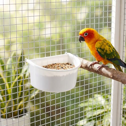 4 Pcs Bird Feeder Hanging Cups Water Food Dispenser Plastic Bird Food Bowls Birds Cage Feeder Universal for Parrots Small Birds Parakeets