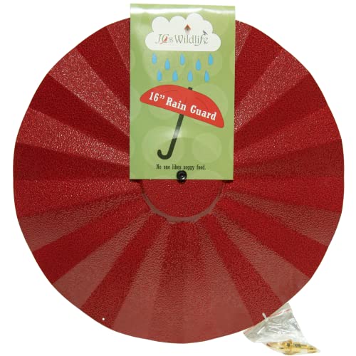 Metal Rain/Weather Guard - Perfect for Outdoor Bird Feeders, Seed Cylinders, Hummingbird Feeders, Cylinder Feeders and More Against Water, Sun, and Overhead Messes Rust Proof, - color: Red, size: 16 Inches