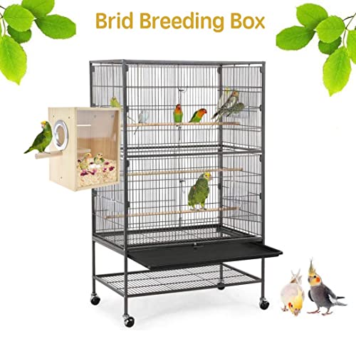 Bird Nest Box Parakeet Breeding Nest Box Bird Nest House Wooden Acrylic Transparent Breeding Box for Finch Lovebirds Cockatiel Budgie Conure Parrot - size: Large