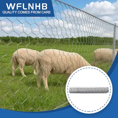 WFLNHB Hexagonal Chicken Wire Poultry Netting Galvanized Mesh Garden Fence Barrier Fence Mesh Roll 6Feet x 50Feet - size: 6FTx50FT
