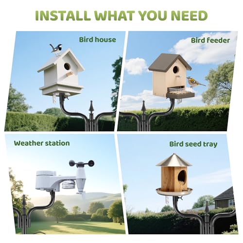 Upgraded Bird House Pole Heavy Duty Bird Feeder Pole Thickened Pole with 4 Hooks,Wind-Resistant Water Bowl,Mesh Tray,Y-Shape Platform Bird House Frame for Yard Garden Backyard(Not Include Birdhouse) - size: Without Baffle