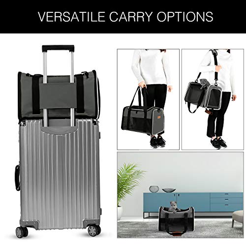 Cat Carrier - Portable Foldable Dog Pet Carrier, Soft-Sided Pet Bag up to 22 Lbs, Airline Approved Travel Puppy Carrier - color: Brown, size: 19.7"L x 12"W x 12"H