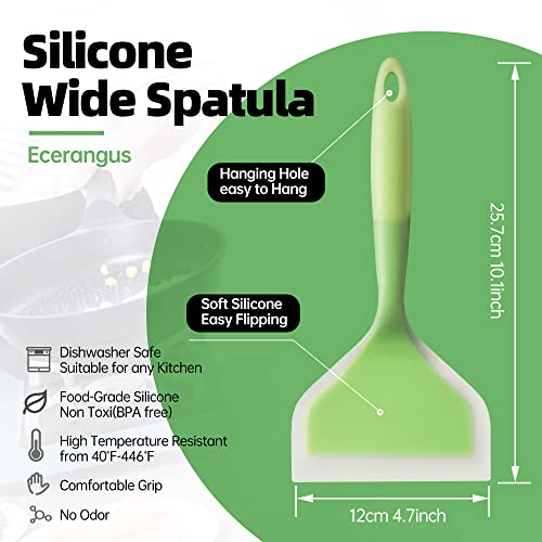 2 Pack Silicone Pancakes Spatula,Wide Pancakes Spatula Turner for Eggs Fish Pizza and Steak Shovel Omelette Spatulas for Nonstick Cookware,Heat Resistant Kitchen Flipper Spatulas for Cooking (GP) - color: Green and Pink