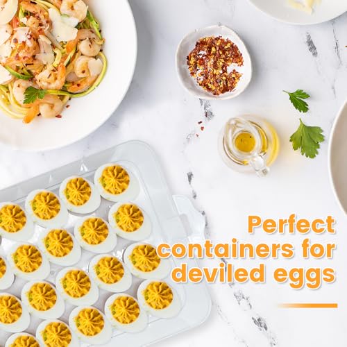 3 Layer Deviled Egg Containers with Lid,Portable Deviled Egg with Handle,Egg Carrier Holder Tray with 72 Holes for Thanksgiving Day,Party Favor Home Kitchen Refrigerator Supplies - style: 3-layer 72egg