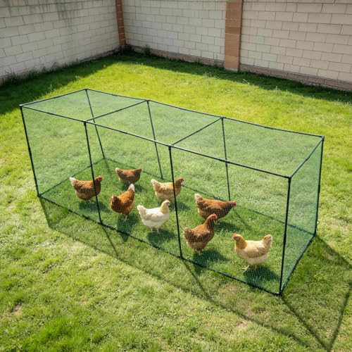 Chicken Tunnel, 126" x 32" Run Coop Tunnel, 4-Cube Metal Mesh Runway, Portable Chicken Run Load Up 30Chicks/20 Chicken Suitable for Chickens Ducks Rabbits in Outside Yard