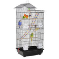 FDW 39 Inch Bird Cage Parakeet Cage with Play Top Rolling Stand & Easy Clean Pull-Out Tray Roof Top Parrot Cage for for Finches Canaries Parakeets Cockatiels & Other Small Birds, Black - color: Black