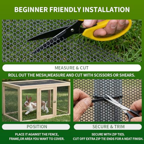 Black Plastic Chicken Wire 16in X 33ft,Garden Netting Fencing | Plastic Chicken Wire Mesh Fence,Barrier for Poultry,Animals,Pets and Balcony - color: Black, size: 16INx33FT