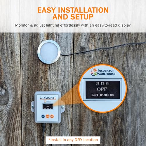 AutoCoop LayLight2 with Smart Timer - Automatic Chicken Coop LED Daylight Extender - Chicken Coop Light with Programmable Settings for Boosting Chicken Egg Production