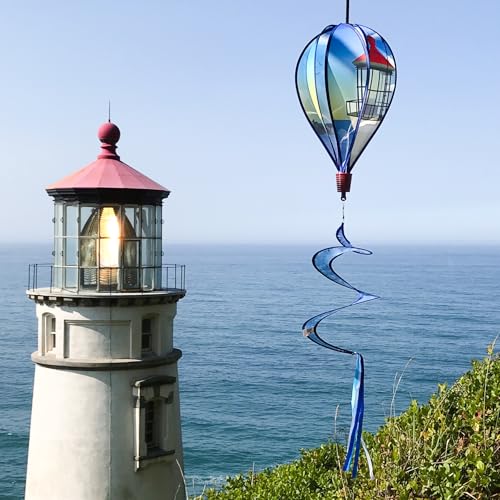 In The Breeze 0987 Coastal Lighthouse Hot Air Balloon-6 Panel Wind Decoration - color: Coastal Lighthouse