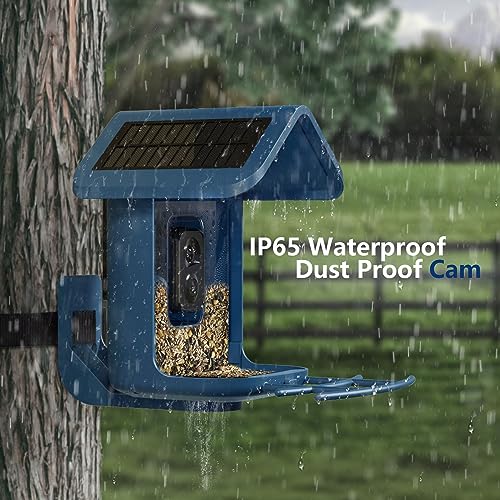 Bird Feeder with Camera Solar Powered : Smart Camera Bird Feeder 2K Live Feed Cam for Outdoor Backyard - Ai Identify Auto Capture Videos Pictures, Gifts for Birdlover Mom Dad, 2.4GHz WiFi - color: Blue