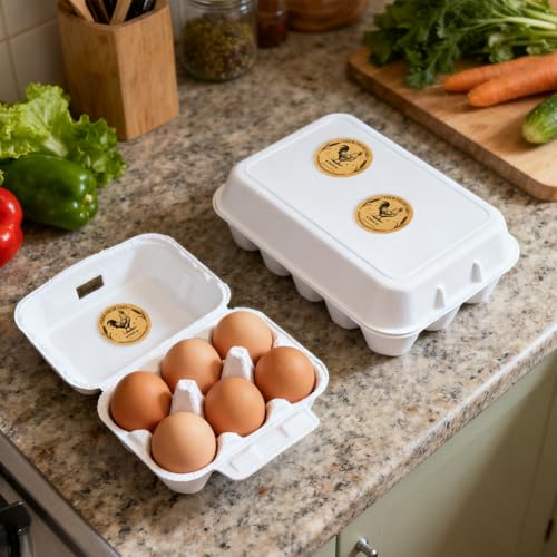 320 Pcs Farm Fresh Eggs Carton Labels, 2 Inch Round Kraft Paper Style Unwashed Eggs Labels Self-Adhesive Egg Packaging Stickers for Chicken Egg Box Container Farm Supplies - color: Kraft Paper Style