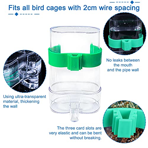 Hamiledyi No Mess Bird Feeders Automatic Parrot Feeder Drinker Acrylic Seed Food Container Parakeet Water Dispenser Cage Accessories for Lovebirds Budgies Canary Finch - color: Translucent + Drinking Bottle
