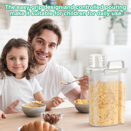 TBMax Rice Container Cereal Storage Container 2 Pack 5 Lbs, Kitchen Pantry Dry Food Storage Holder with Easy-Pouring Spout & Handy Cup, Small Pet Dog Cat Food Dispenser for Daily Feeding -Beige - color: Beige 3+3Qt