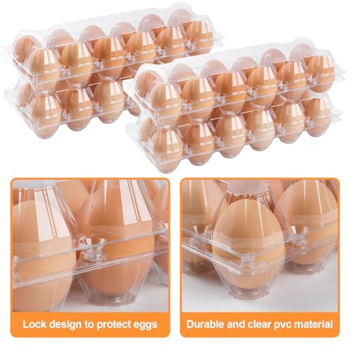80 Pack Egg Cartons Cheap Bulk 12 Count, Clear Plastic Egg Cartons for Chicken Eggs, Reusable Egg Carton for Family, Chicken Farm, Markets Display - Medium Egg Holder, Egg Containers for Fresh Eggs - size: 2X6-80PCS