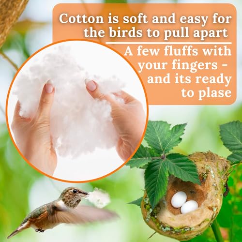Natural Cotton Nesting Material 3.6oz, Nest Bedding Supplies for Wild Birds | Hummingbirds, Finches, Canaries & Parakeets, Bedding Fiber for Hamsters, Rabbits, Squirrel & Small Pets, Cages and Nest Boxes - color: White