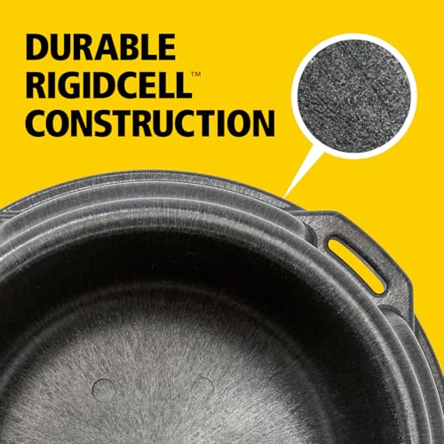 Rubbermaid Commercial Products Brute 1.25-Gallon Tip-Resistant Animal Pan Feeder with Tie-Down Slots, RigidCell Construction, Made in USA for Livestock & Small Animals - size: 1.25 Gal, style: Pan Feeder