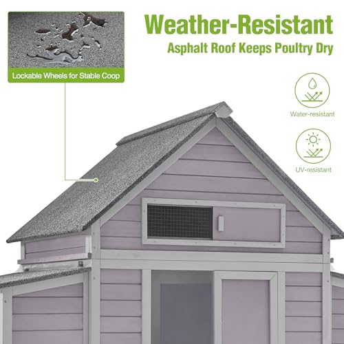 GUTINNEEN Large Mobile Chicken Coop with Heavy-Duty Wheels, Extra-Large Nesting Boxes, Lockable Metal Pull-Out Tray, Weather-Resistant Roof, Spacious Outdoor Poultry Cage, Ideal for 3–6 Chickens - size: 67.3"L x 40"W x 49.75"H