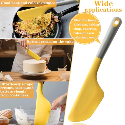 Silicone Omelette Spatula Turner, Flip Fold Omelet Turner, 13Inch | Flexible Egg Flip Tool for Non-stick Pans, Heat Resistant omelette flipper for Kitchen Omelet Pancake Crepes - color: Yellow-Wide