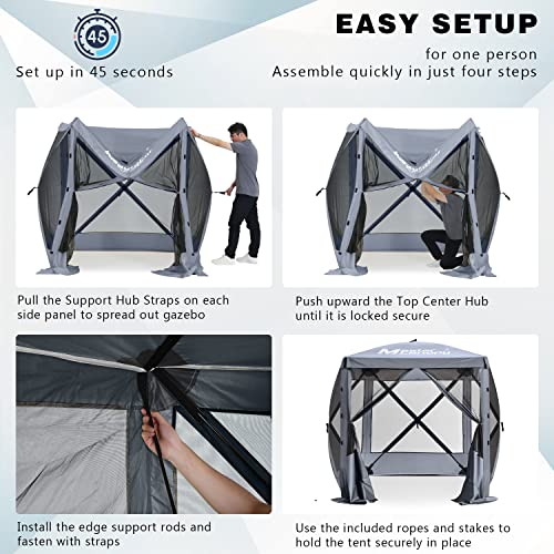 MASTERCANOPY 6x6 Portable Screen House Room Pop up Gazebo Outdoor Camping Tent with Carry Bag (6x6,Grey) - color: Gray, size: 6x6 ft