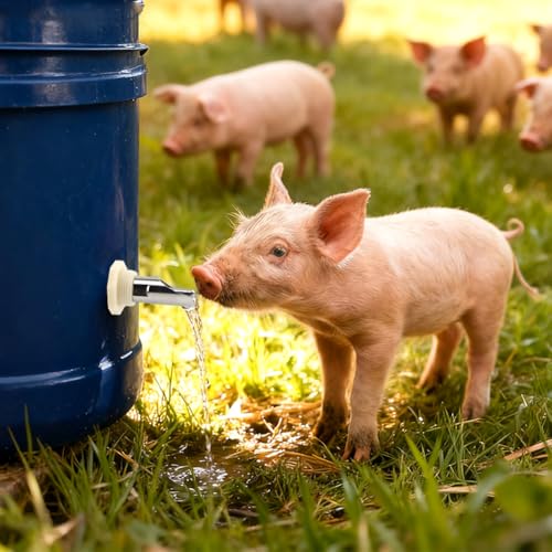 Pig Nipple Waterer for Barrel Kit, 3Pack Stainless Steel Automatic Pig Waterer System with 1 Hole Opener & PTFE Tapes, Pigs Drinker Feeder Water Tank Connector for Hog Goat Sows Piglets