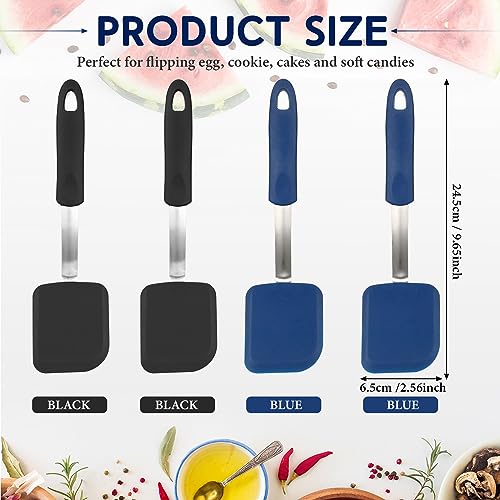 Gejoy 4 Pcs Silicone Cookie Spatula Turner Mini Brownie Spatula Flexible Silicone Spatulas Nonstick Cookware Heat Resistant No Scratch Flipper Baking Utensils for Egg Pancake(Blue, Gray) - color: Blue, Gray