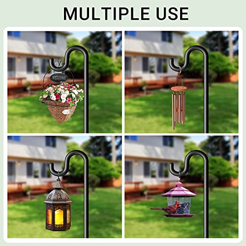 46" Shepherds Hooks for Outdoor, Extra Thick Bird Feeder Pole with 5 Prong Base, Adjustable Shepards Hook for Garden, Weddings, Hanging Plant - size: 48 Inch