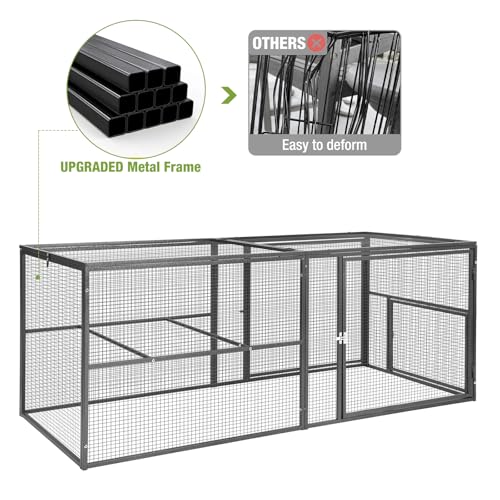 GUTINNEEN Chicken Run Chicken Coop Walk-in Metal Frame Extension Run Poultry Cage Hen House Rabbits Habitat Cage for Multi Coops Large - color: Chicken Run-(AIR29)