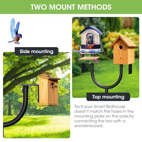 Bird Feeder Pole,Adjustable 47"-108" Heavy Duty Bird House Pole,Upgraded U-Shape Platform,4 Shepherd Hooks for Outdoor Garden & Yard - style: No Squirrel Proof & Tray