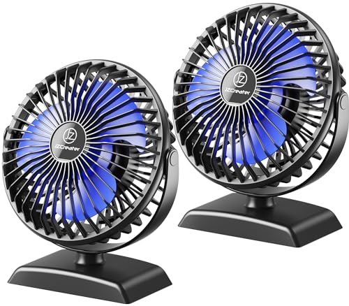 JZCreater USB Desk Fan, 2Pack USB Fan, 360 Rotation Desktop Fan with 3 Speed, Table Personal Cooling Fan, Quiet Mini Desk Fan, USB Powered, Small Fan for Home Office Bedroom Car Travel, Pink - color: 282-2PACK Black
