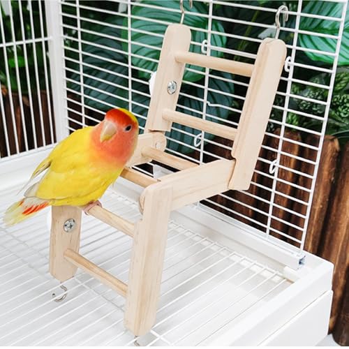 Flexible Wooden Bird Ladder Climbing Toys, Adjustable Pet Cage Accessories Stairs & Platform Enrichment Toy for Parakeets, Parrots, Cockatoo & Lovebirds, Rats, Chipmunk, Gerbil, Mice