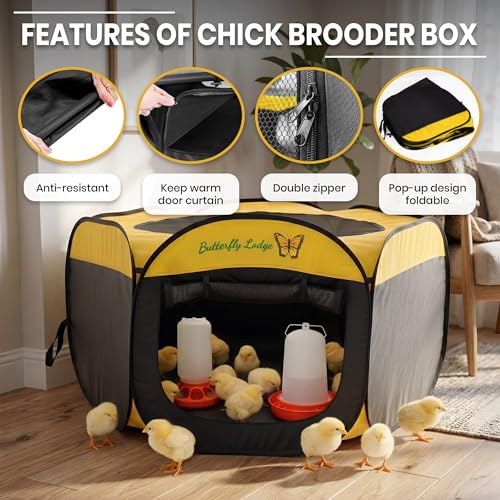 Chicken Brooder Box for Chicks, 6-in-1 Chick Starter Kit, 45" Large Chicken Brooder Pet Tent, Chick Coop for 10-15 Chicks with Feeder, Waterer & Cleaner, Indoor Chick Pen