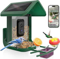 Bird Feeder with Camera Solar Powered : Smart Camera Bird Feeder 2K Live Feed Cam for Backyard - AI Identify Auto Capture Videos Pictures, Gifts for Birdlover Mom Dad, 2.4GHz WiFi - color: Green