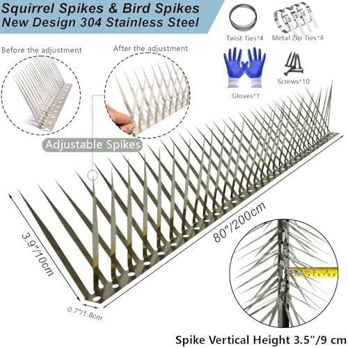 Bird Spikes, Outdoor Squirrel Spikes, Squirrel Baffles for Bird Feeder Poles, Avoid Climbing Garden Fences and Fruit Trees. (80 inches) - size: 80 inches