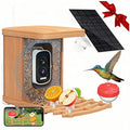 Solar Powered Bird Feeder with Camera, Hummingbird Feeders for Outdoors | 4K QHD Live Video Hummingbird feeder AI Bird Recognition, Auto Recording Squirrel Proof Bird Feeders for Bird Lovers Gift