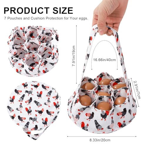 Egg Collecting Basket, Egg Basket for Gathering with 7 Pouches | Canvas Egg Basket for Chicken, Duck, Goose, Bird, Various Poultry Collection (Red-tailed) - style: Red-tailed chicken