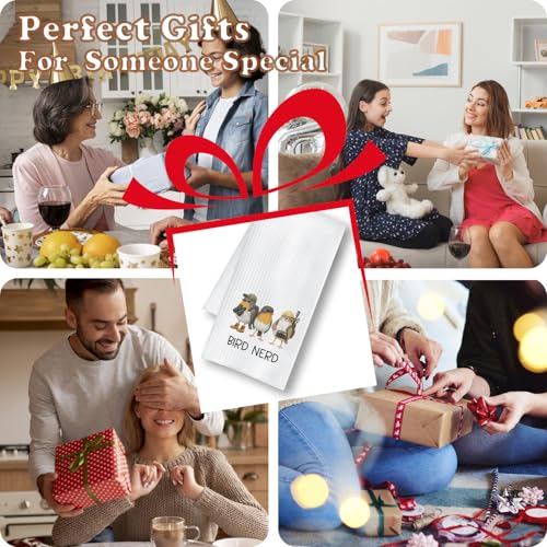 Chicimln Funny Bird Kitchen Towels, Gifts for Birds Lovers Watchers Decorative Hand Towels for Bathroom, Bird Nerd Dish Tea Towel Drying Cloth for Kitchen Decor, 16x24 Inch - color: White