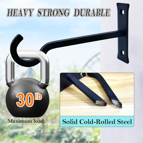 6inch Metal Plant Hangers, Heavy Duty, Black, 2 Pack | Rust-proof | Max 35lb Load | Shepherd Hooks | Hanging Bird Feeder, Lantern, Flower Basket, Outdoor Indoor, Screws & Anchors - color: Black, size: 6in Steel Heavy Duty