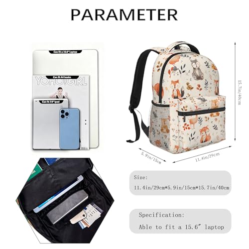 Forest Animal Casual Backpack, Lightweight Laptop Bag Daypack, Cute Woodland Art Backpacks for Women Men Teens Students, Vintage Nature Polyester Bookbag Gifts for School Work Travel Hiking - color: Forest 01