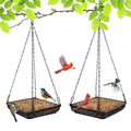Hanging Bird Feeder Tray Metal Mesh Platform Seed Feeder with Durable Chains for Outdoors Garden Great for Attracting Birds (2 Pack) - size: 6.9"*6.9"-2pack